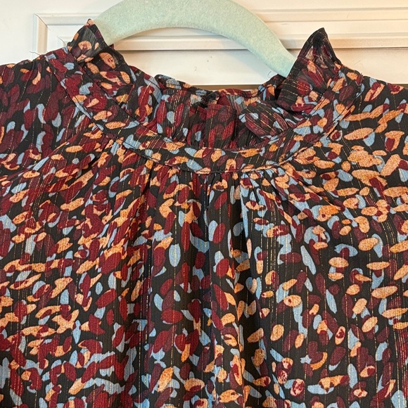 Express Ruffle Mock Neck Flutter Sleeve Blouse Women’s Medium - Picture 3 of 10